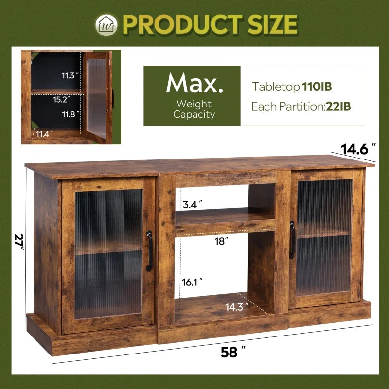 GALAXHERO TV Stand Modern Entertainment Center With Open Shelves