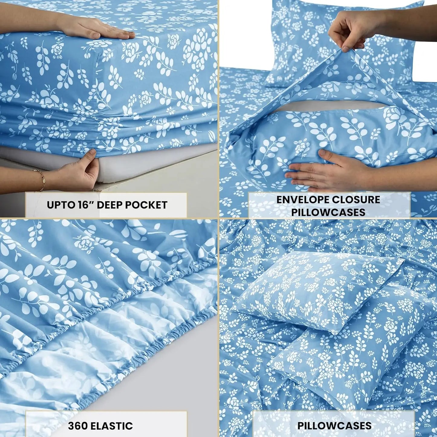 Floral Microfiber Sheet Set 3 Piece Ultra Soft Bed Sheets