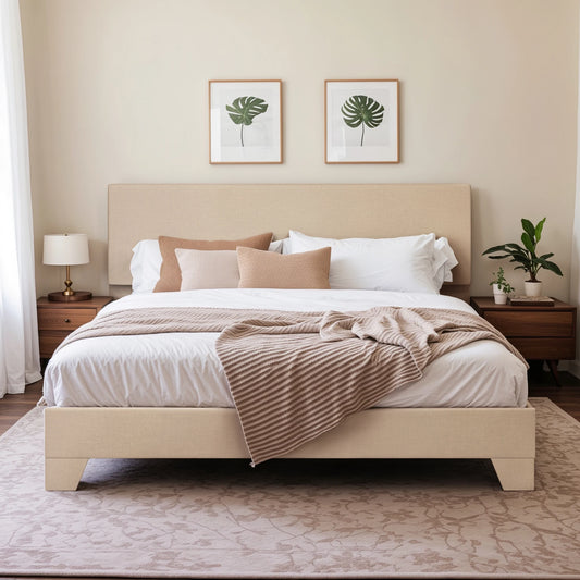 Hoomich Upholstered Bed Frame With Adjustable Headboard