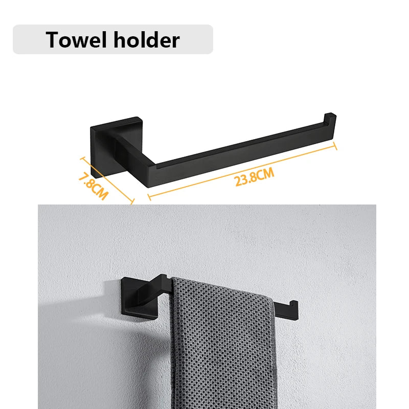 Bathroom Hardware Set Bathroom Accessories Black Robe Hook Towel Rail Bar Rack Bar Shelf Tissue Paper Holder Toothbrush Holder