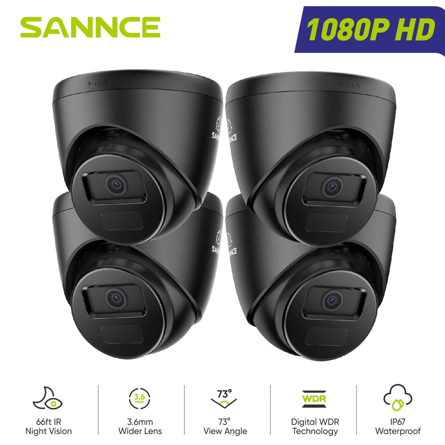 SANNCE 2MP Bullet Security Camera 1080P Night Vision