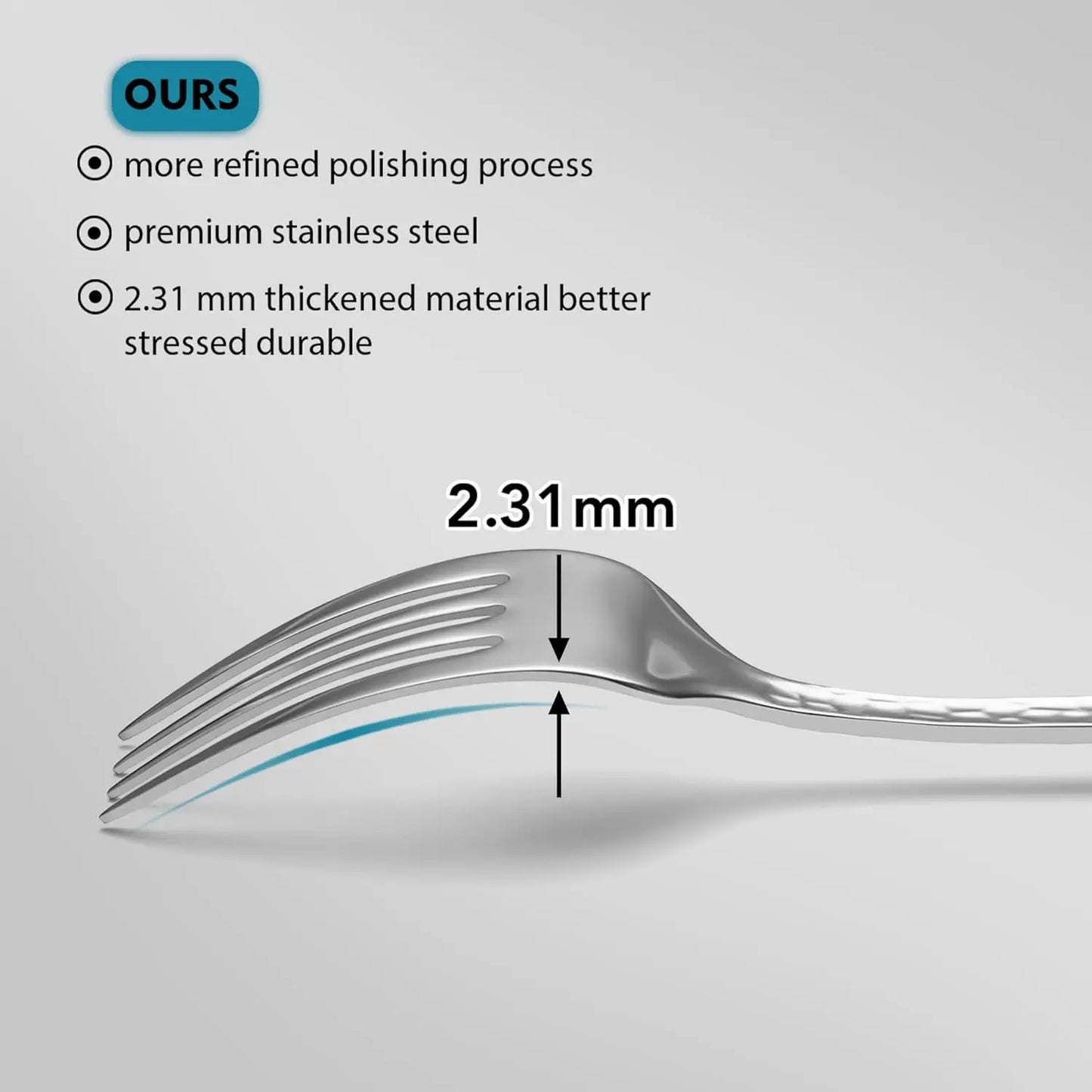 Hammered Stainless Steel Flatware Set In Mirror Finish Dishwasher Safe