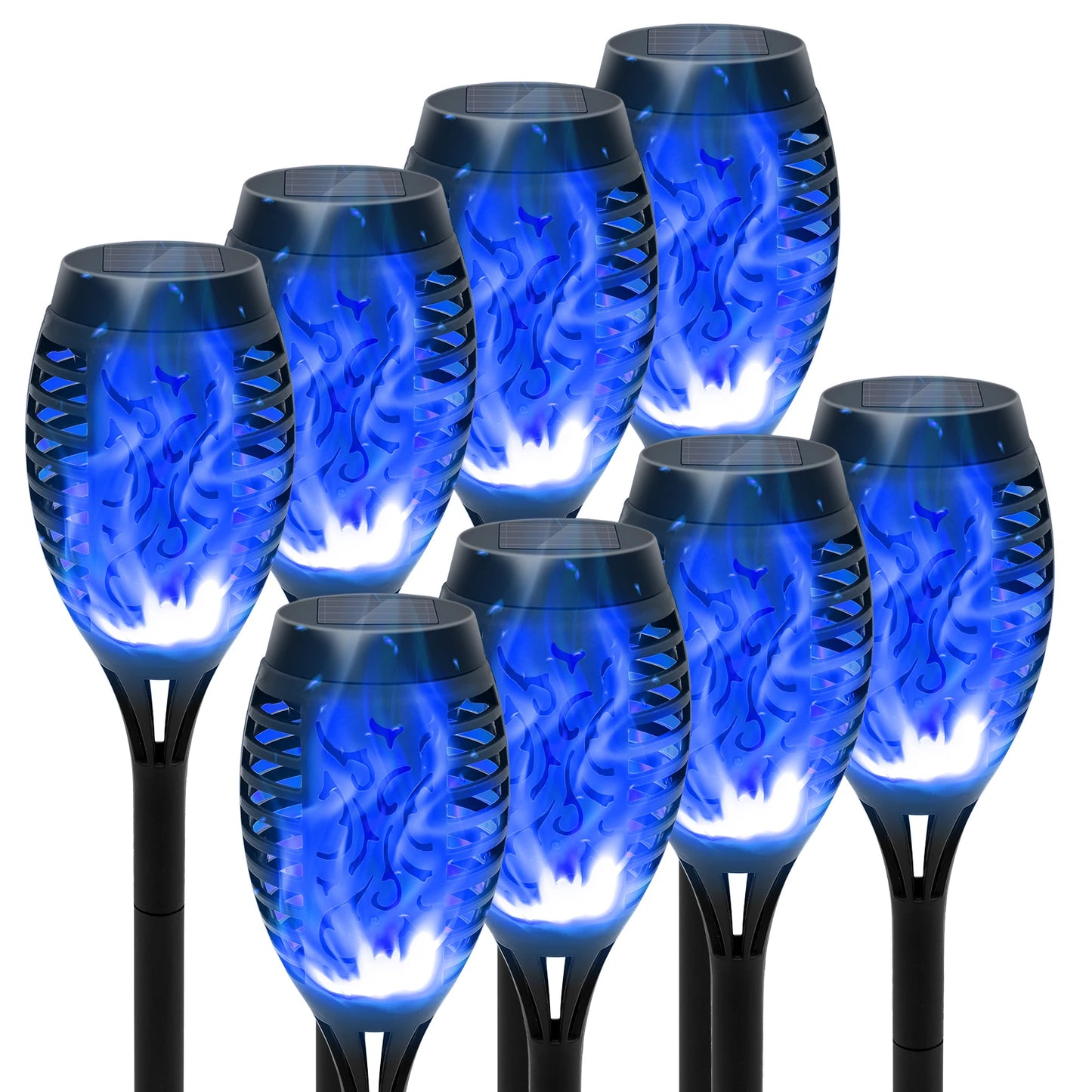 8 Pack Outdoor Solar Torch Lights Flickering Flame Waterproof Decor