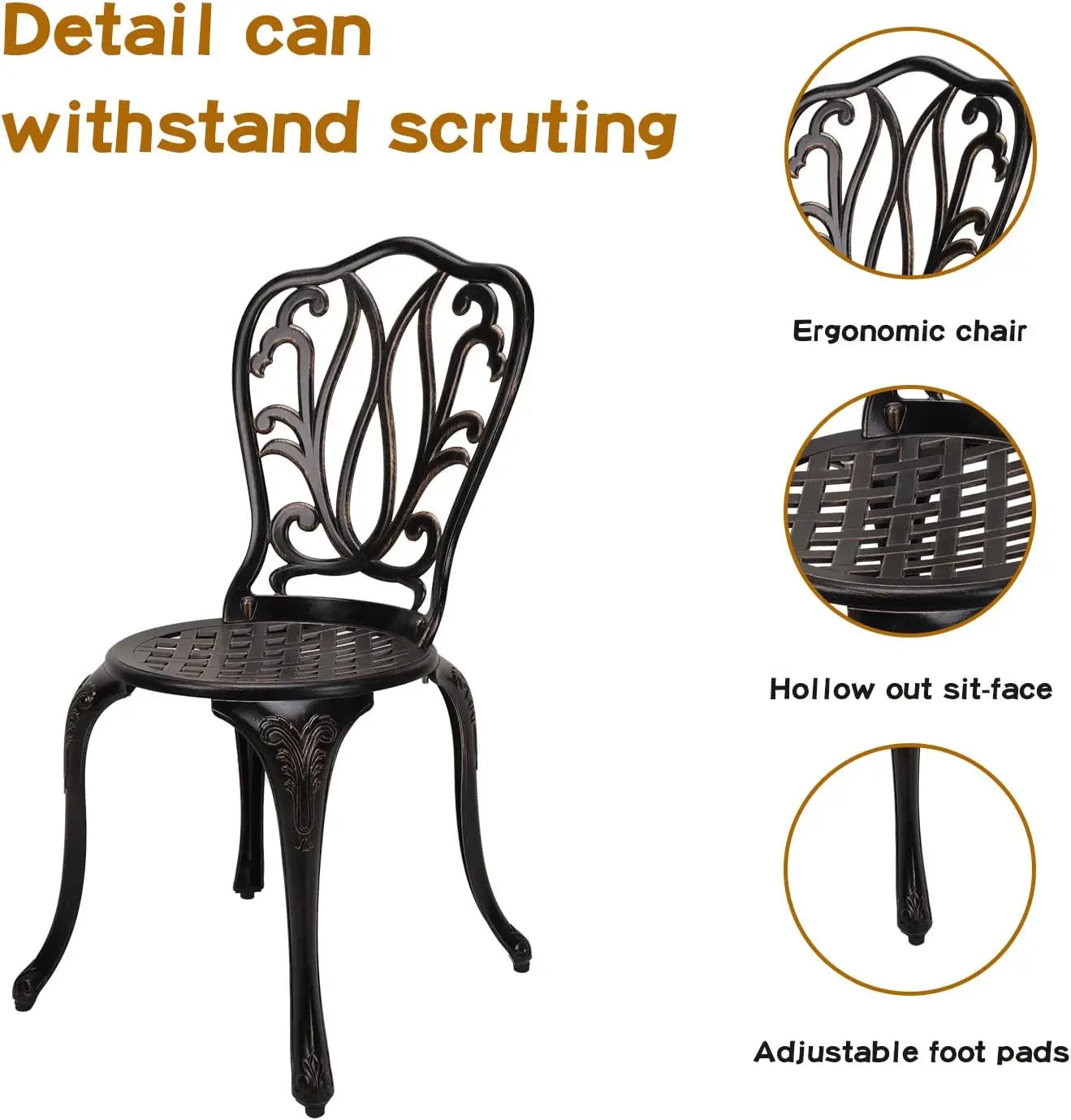 3 Piece Patio Bistro Set Cast Aluminum Table Outdoor Garden