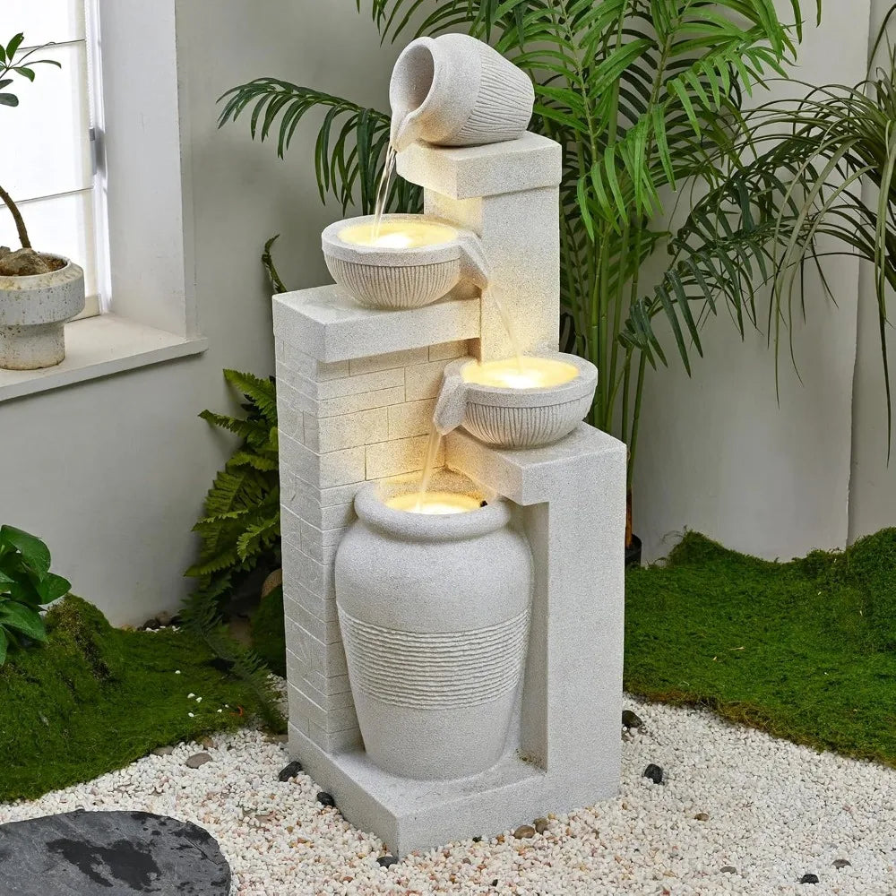 DAFIFY Outdoor 4-Tier Water Fountain With LED Lights