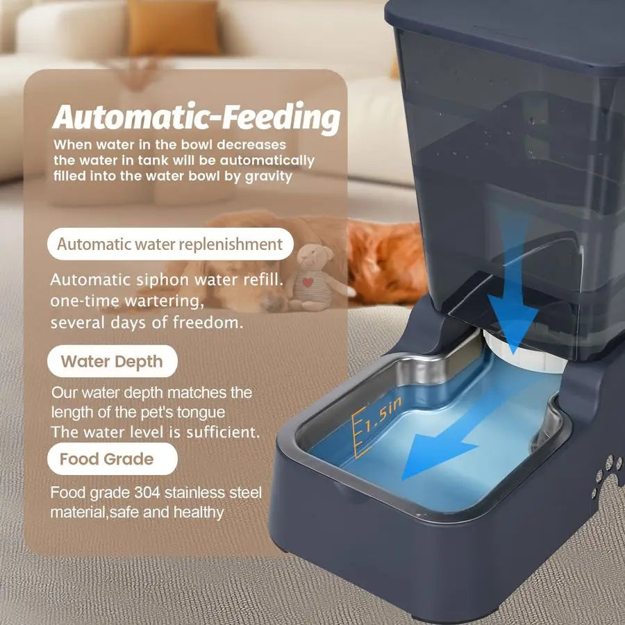 Stainless Steel Automatic Pet Waterer Gravity Feeder