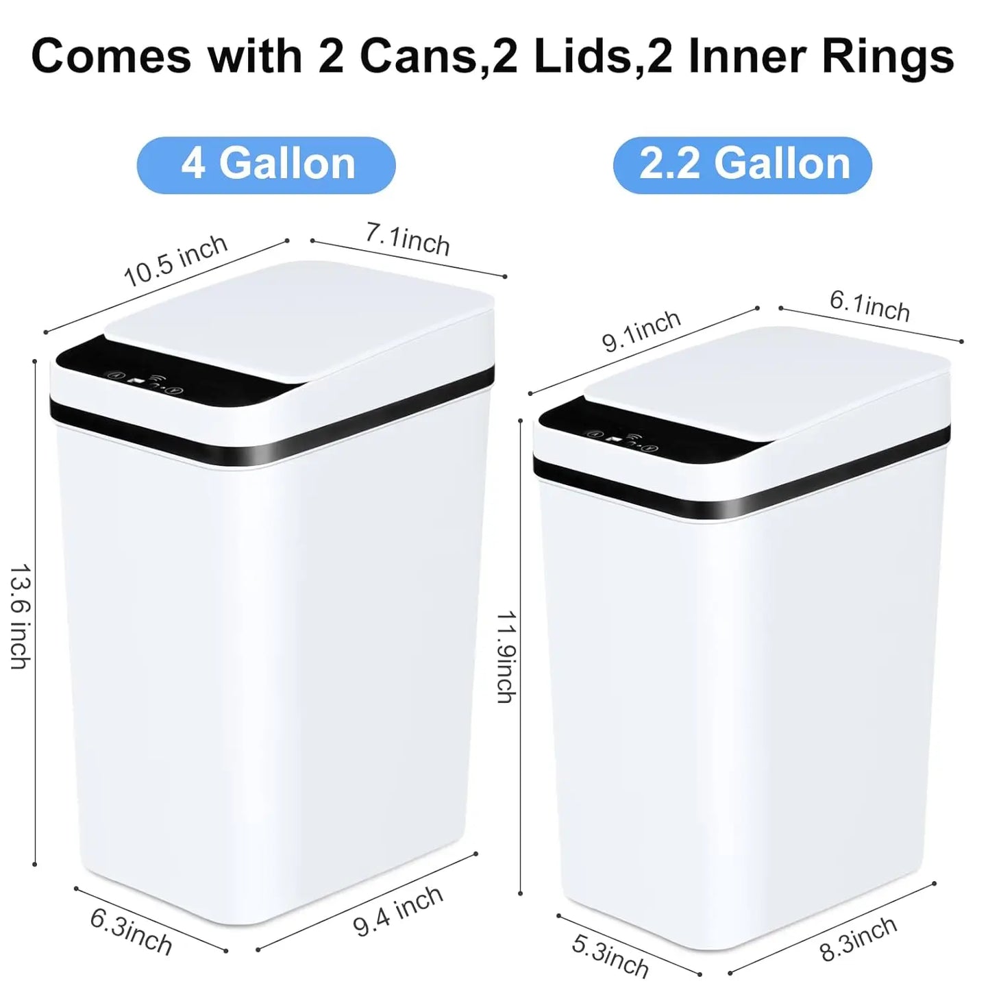 NONECN Motion Sensor Touchless Trash Can Set With Lids