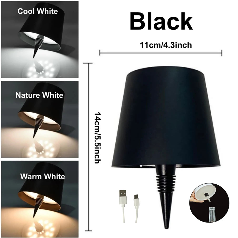LED Wireless Wine Bottle Table Lamp With Touch Dimming