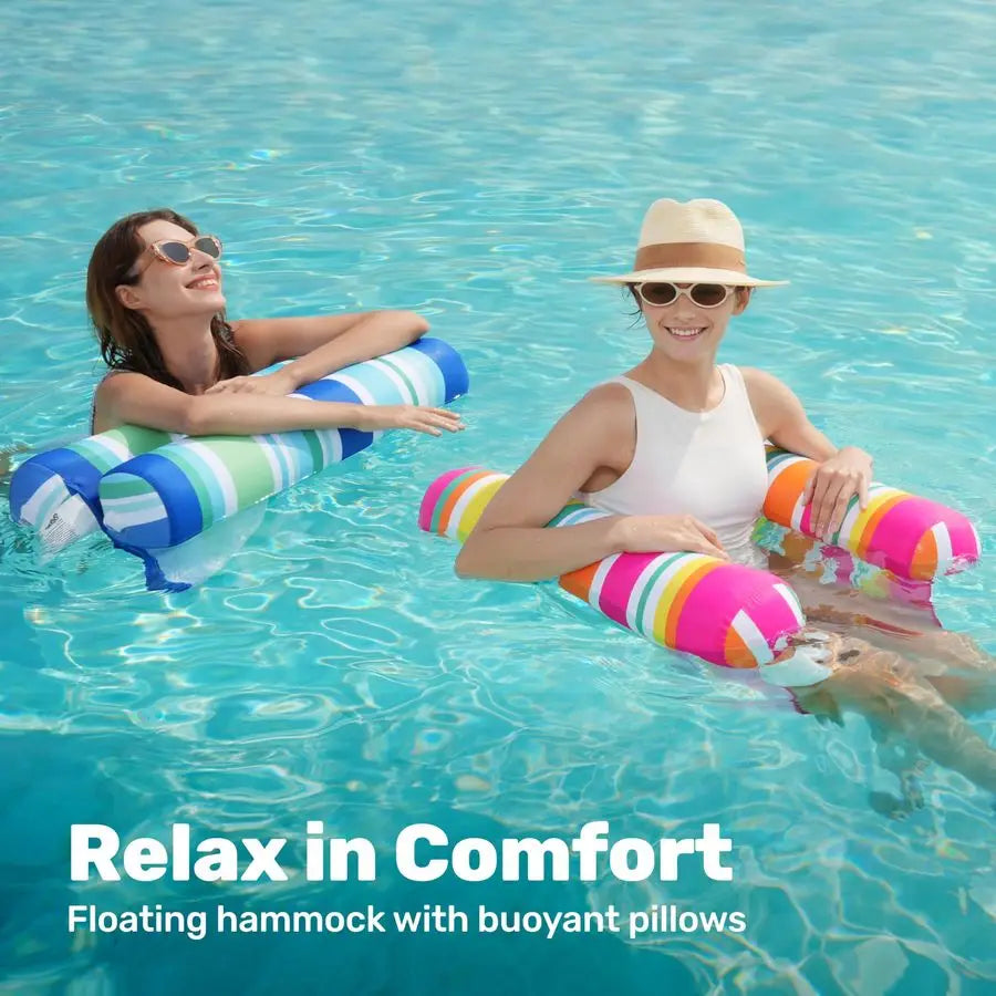 Pack Inflatable Pool Float Hammock, Multi Purpose Swimming Raft, Water Lounges, Pool Accessories Saddle, Lounge Chair, Hammock,