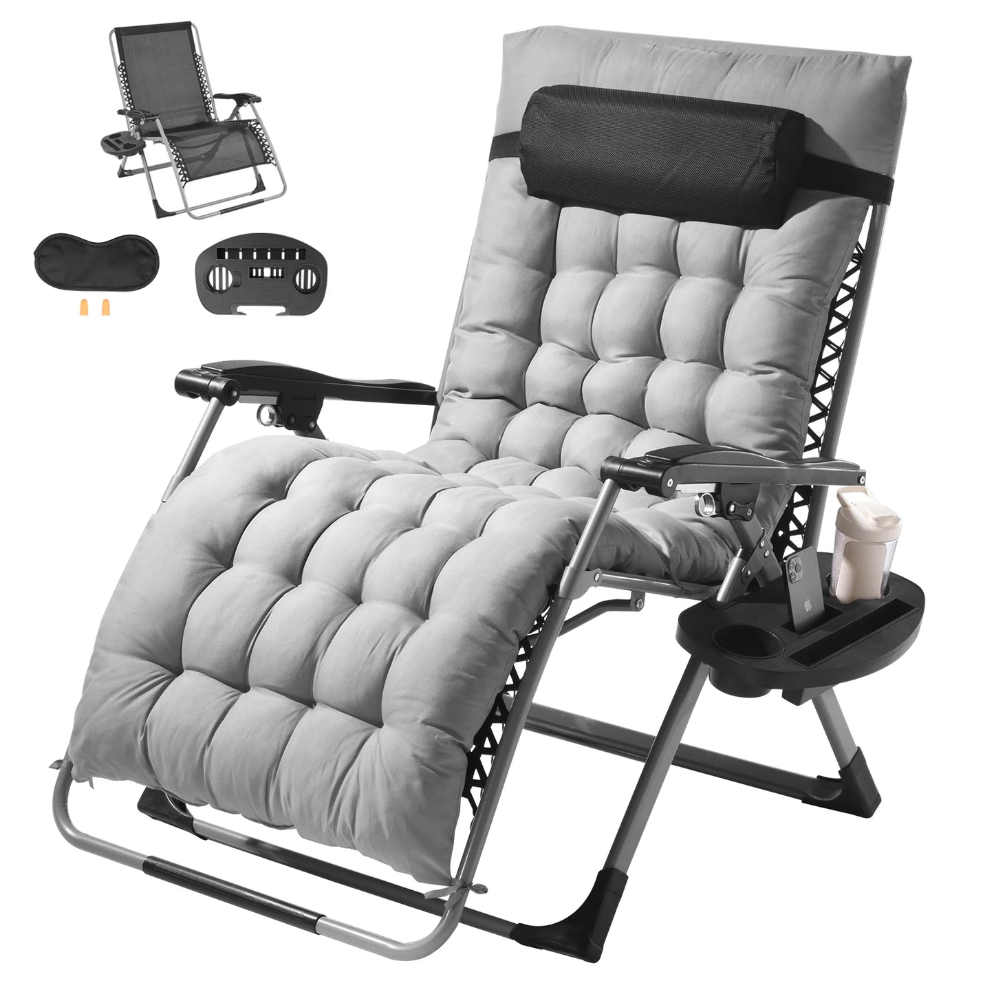 SucceBuy Zero Gravity Chair With Adjustable Recline Footrest Cupholder