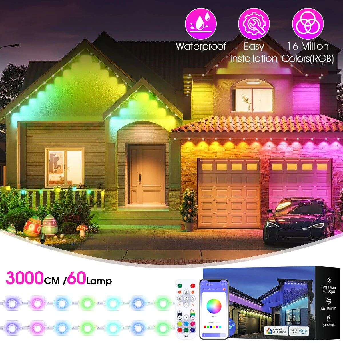 Aiopp RGBIC Permanent Outdoor Lights IP67 Waterproof LED String