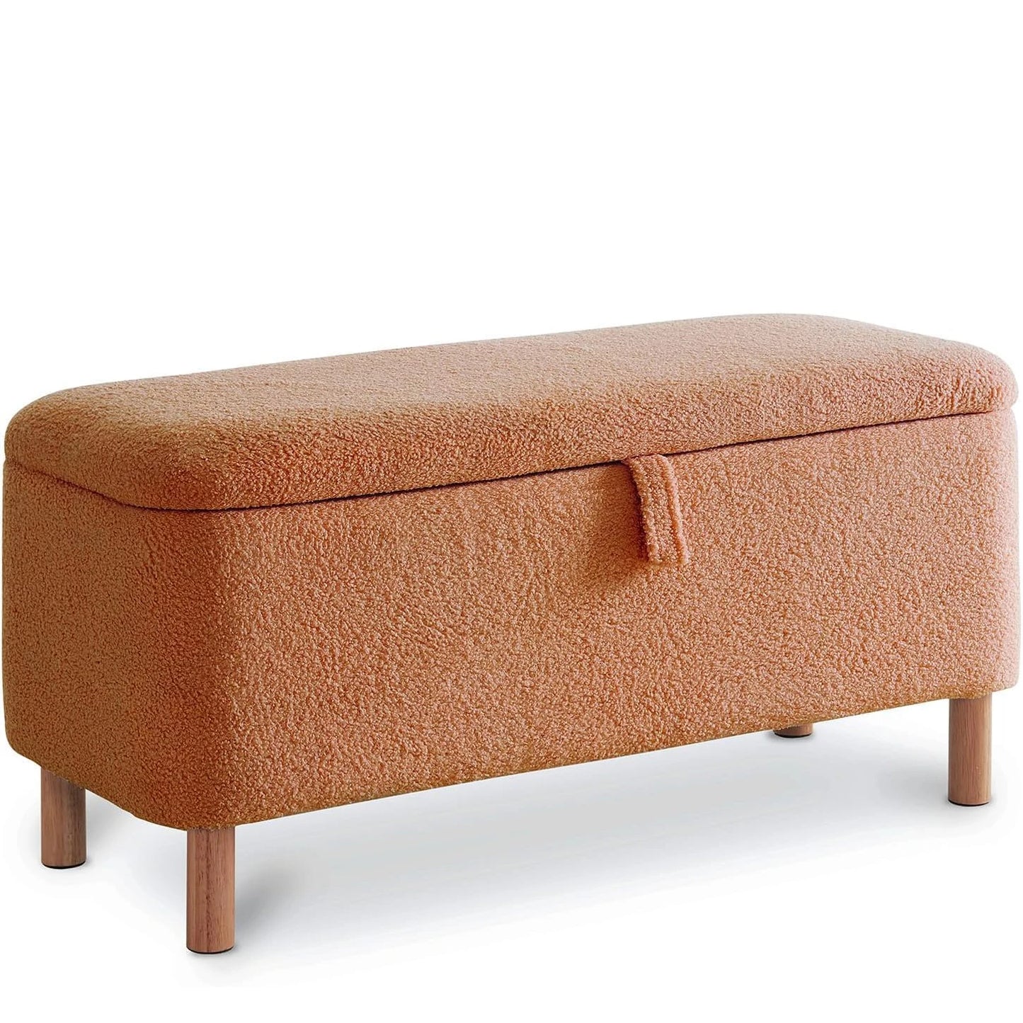 TODRAN Boucle Storage Ottoman Bench With Sherpa Upholstery