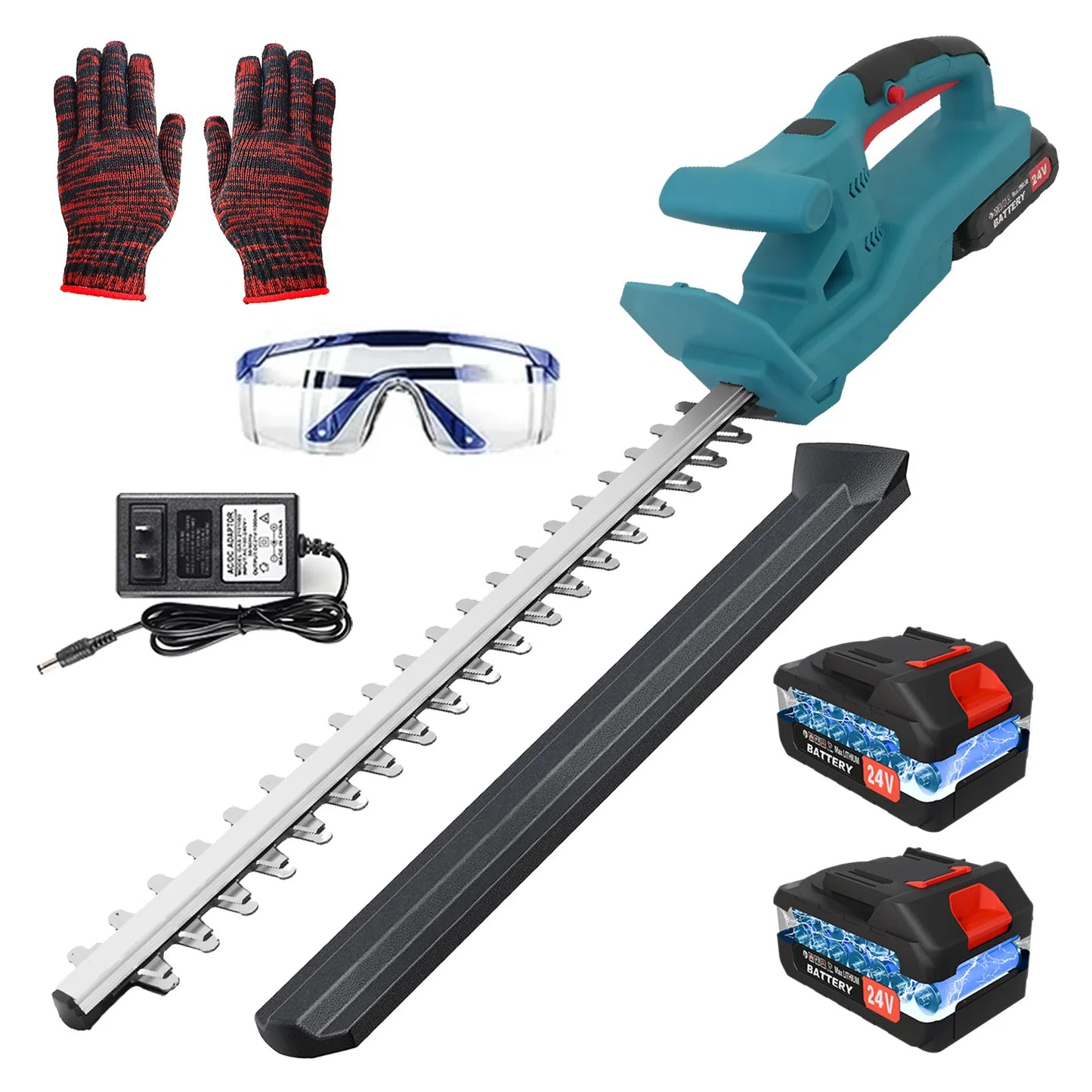 Cordless 24V Hedge Trimmer With Dual Blades Battery Included Charger