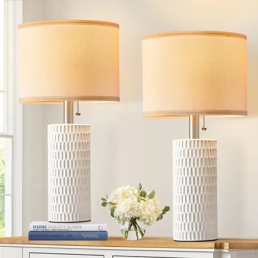 Elegant Bedside Table Lamps Set Of 2 For Bedroom Decor