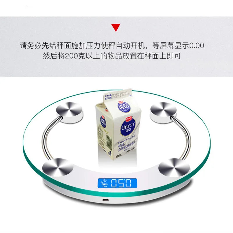 LCD Display Digital Bathroom Scale Round Shape 180kg Capacity