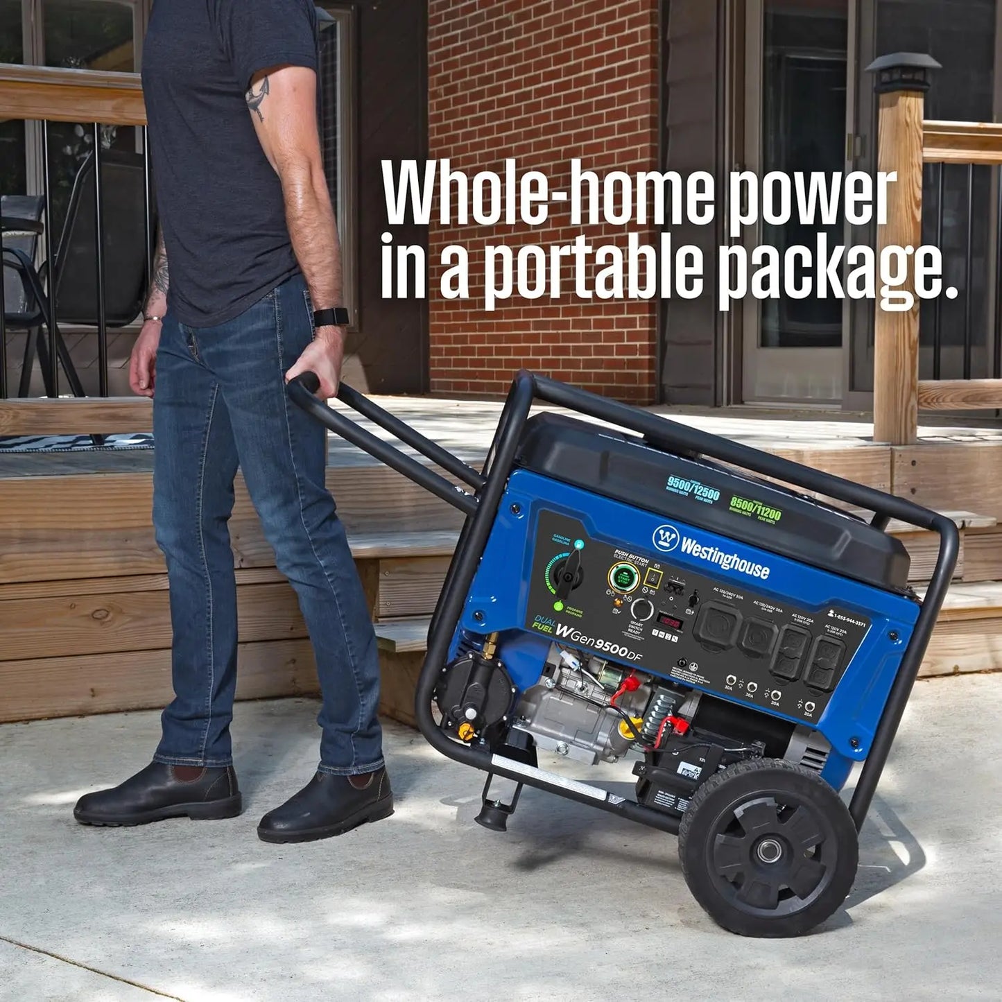 XMSJ 12500W Dual Fuel Portable Backup Generator With Remote Start
