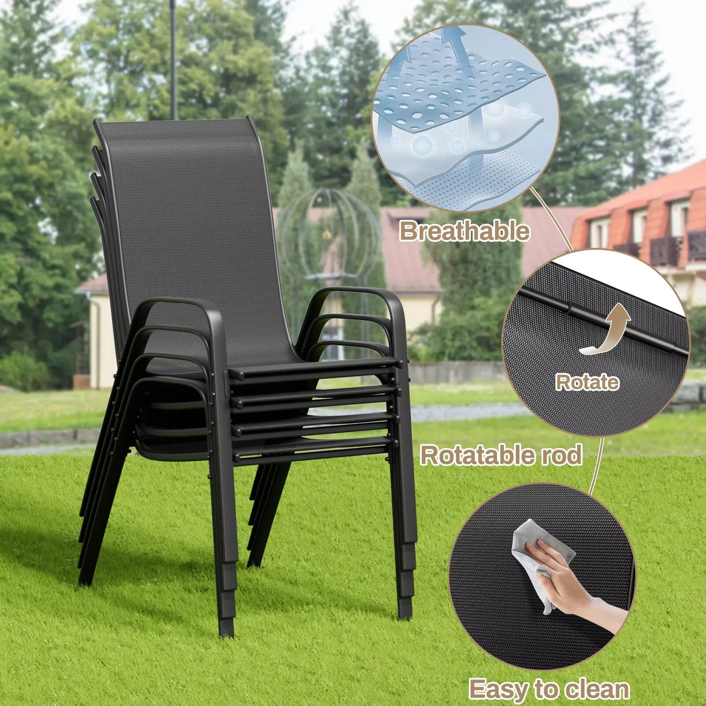 Patio Dining Set 5 Pieces Outdoor Metal Table And Chairs