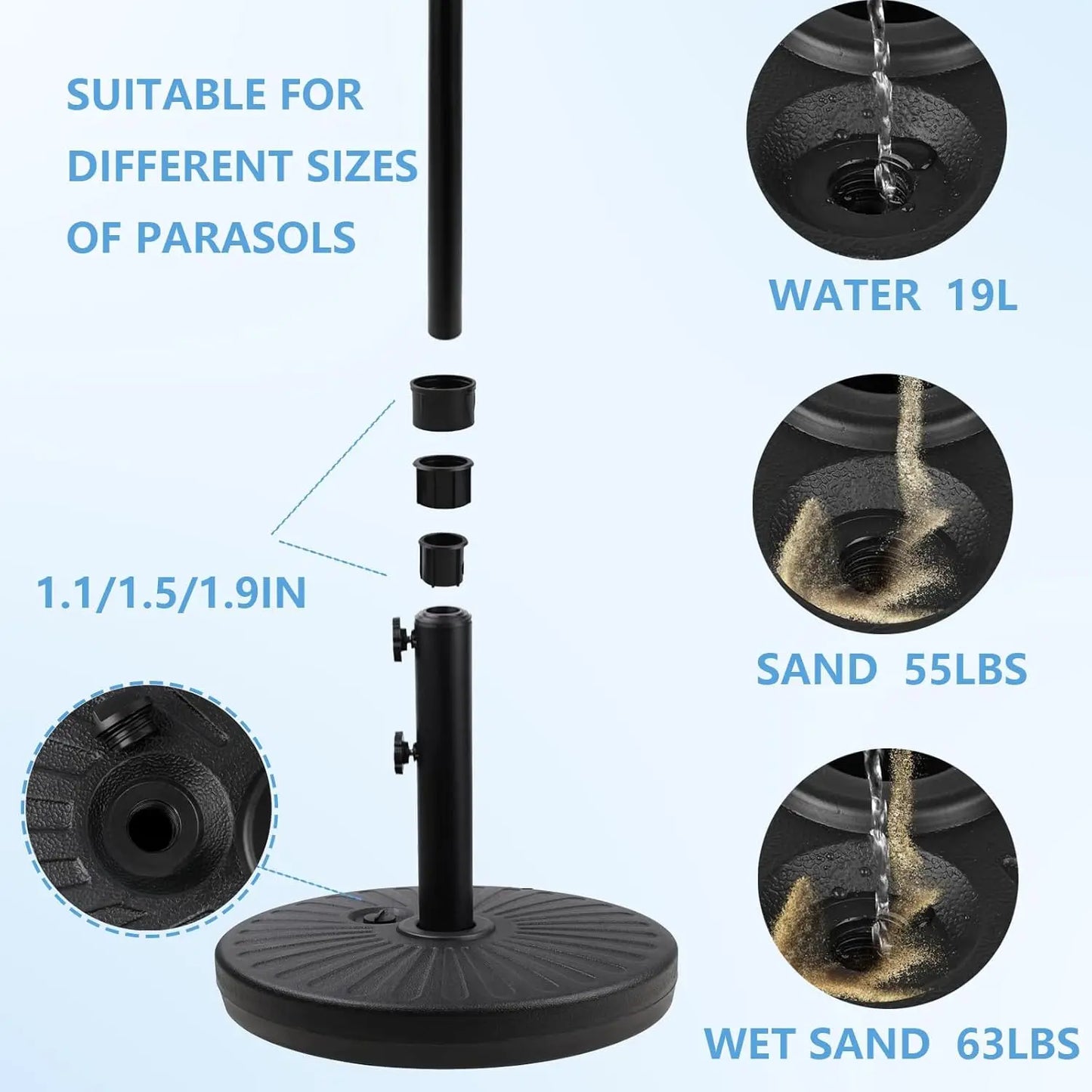 Outdoor Furniture Weighted Base for Patio Umbrella Sand Fillable
