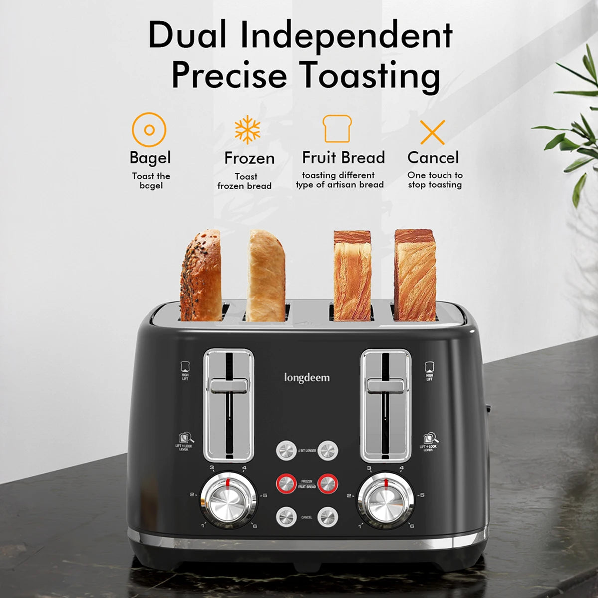 SIFEN Toaster With Extra Wide Slots And 6 Shade Settings