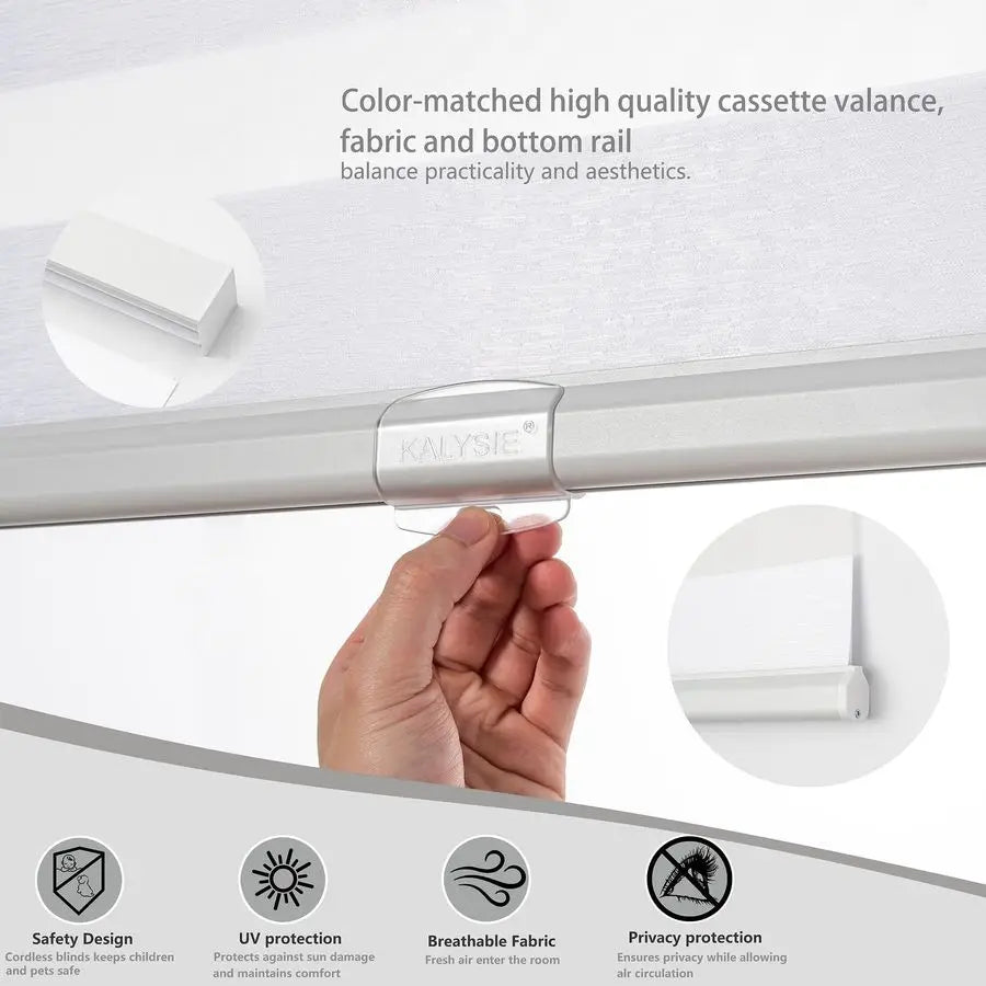 FreeStop Zebra Roller Blinds With Valance Light Filtering Dual Layers