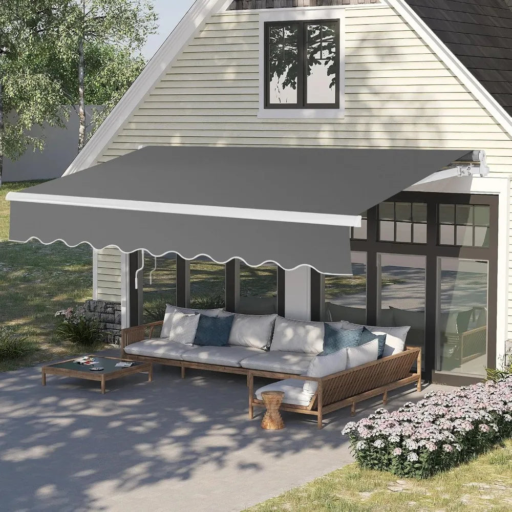 NONECN Retractable Patio Awning With Aluminum Frame