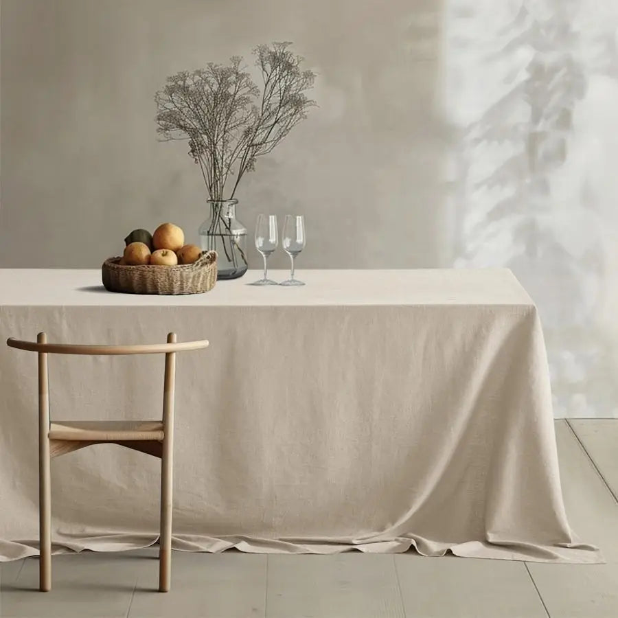 Natural Linen Cotton Blend Tablecloth Waterproof Stain-Resistant Farmhouse