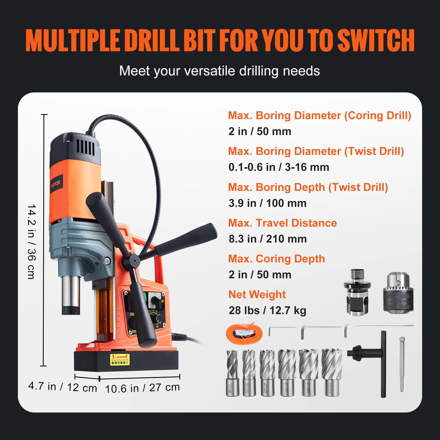 Succebuy 1300W Magnetic Drill Press
