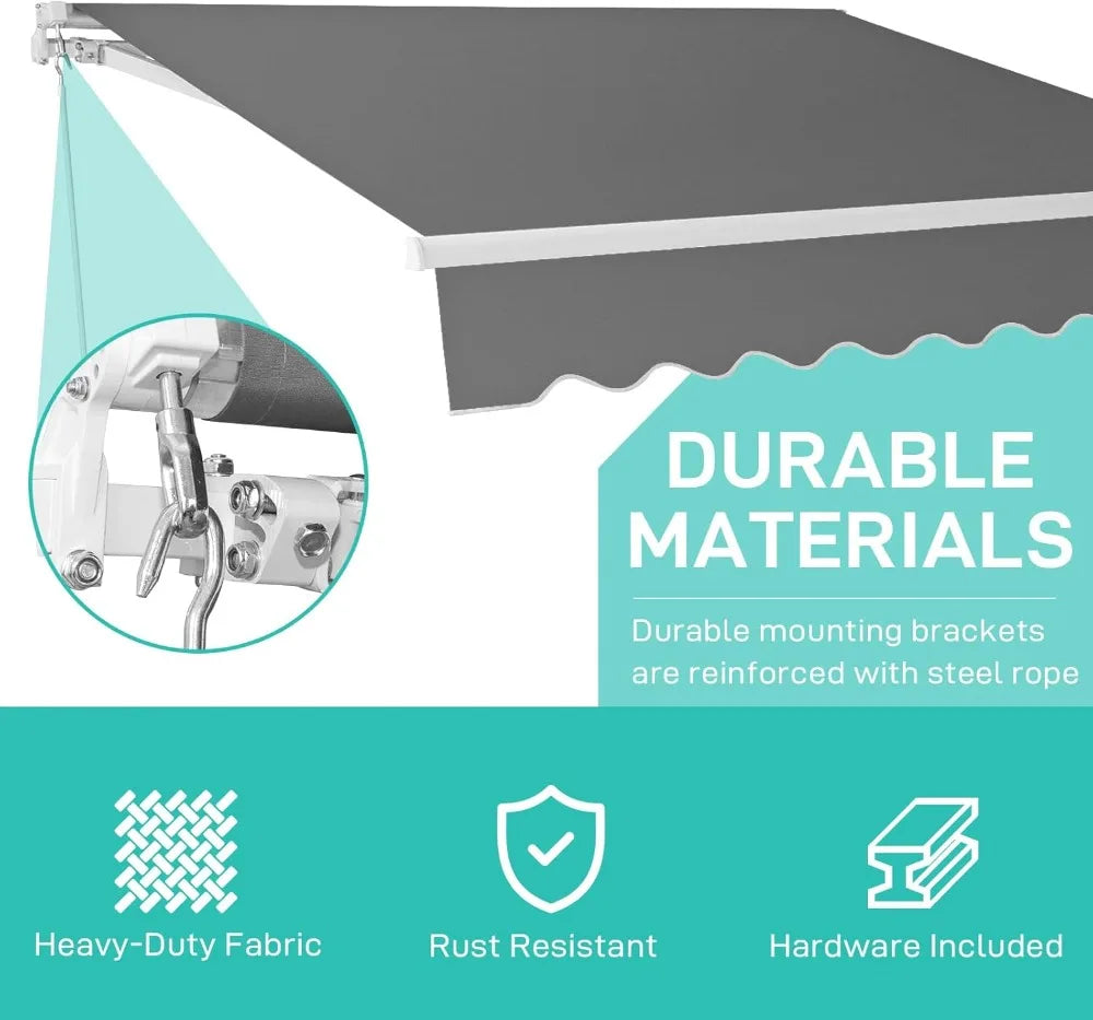 NONECN Retractable Patio Awning With Aluminum Frame