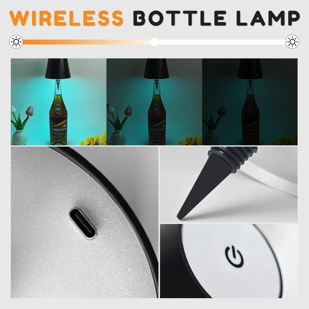 LED Wireless Wine Bottle Table Lamp With Touch Dimming