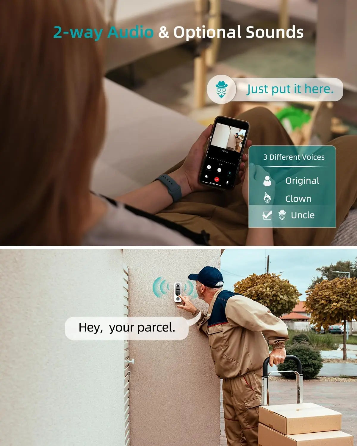 Wireless Doorbell Camera 2K AI Detection Battery Powered Alexa