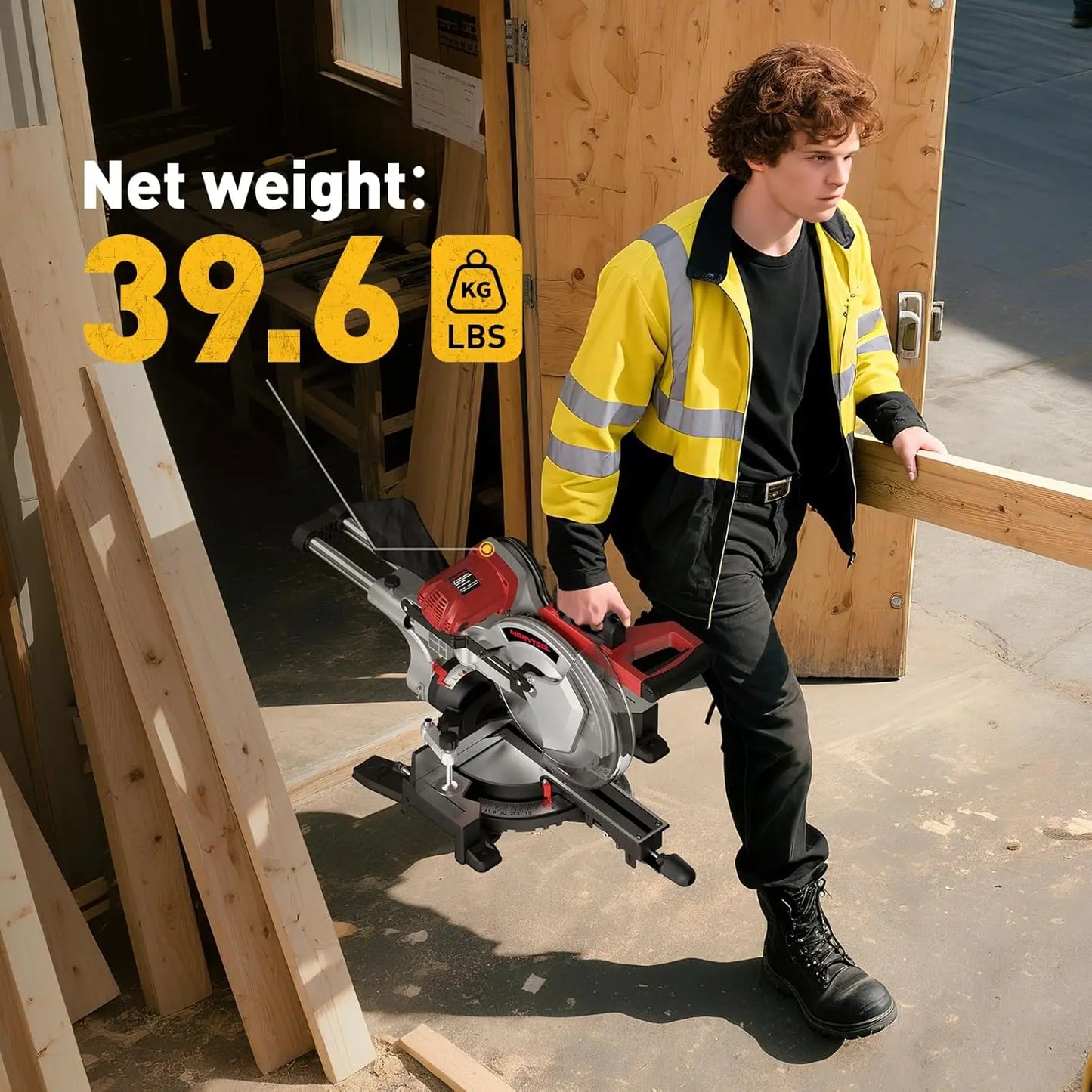 Marvtool Sliding Compound Miter Saw JS-1207C3 15 Amp 0-45 Degree