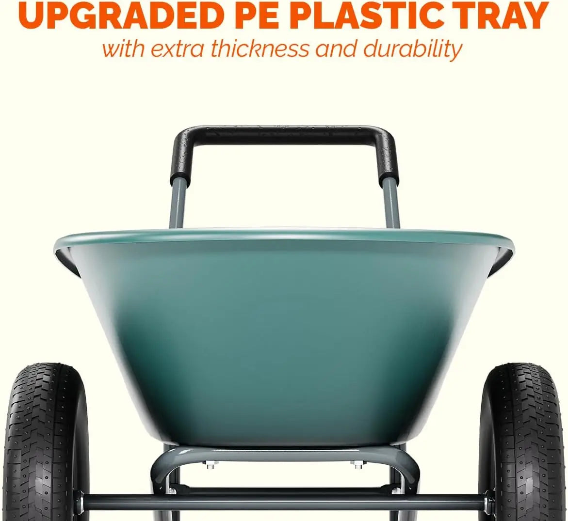 Upgraded 2 Wheel Yard Cart With Padded Handlebar For Gardening