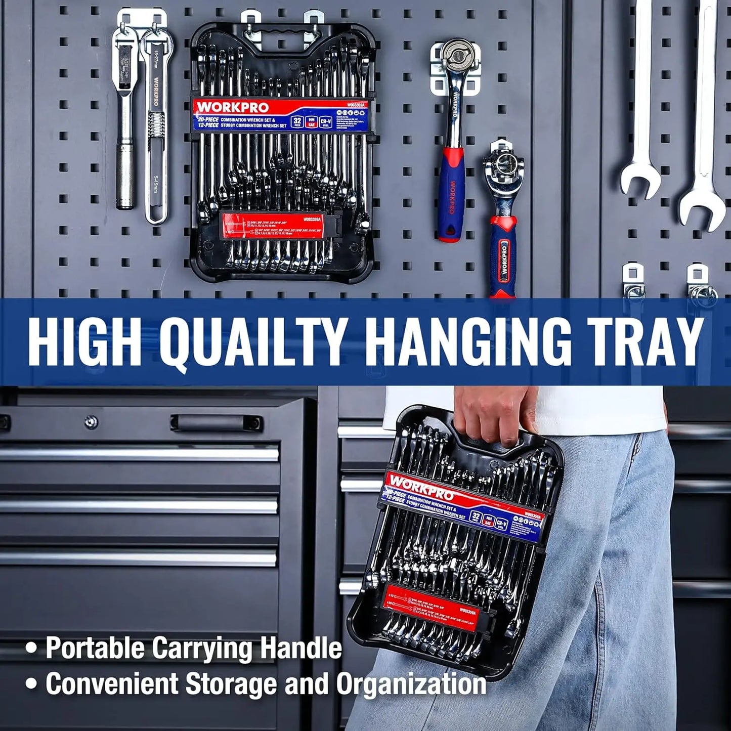 SAE And Metric Wrench Set With Stubby Wrenches And Organizer
