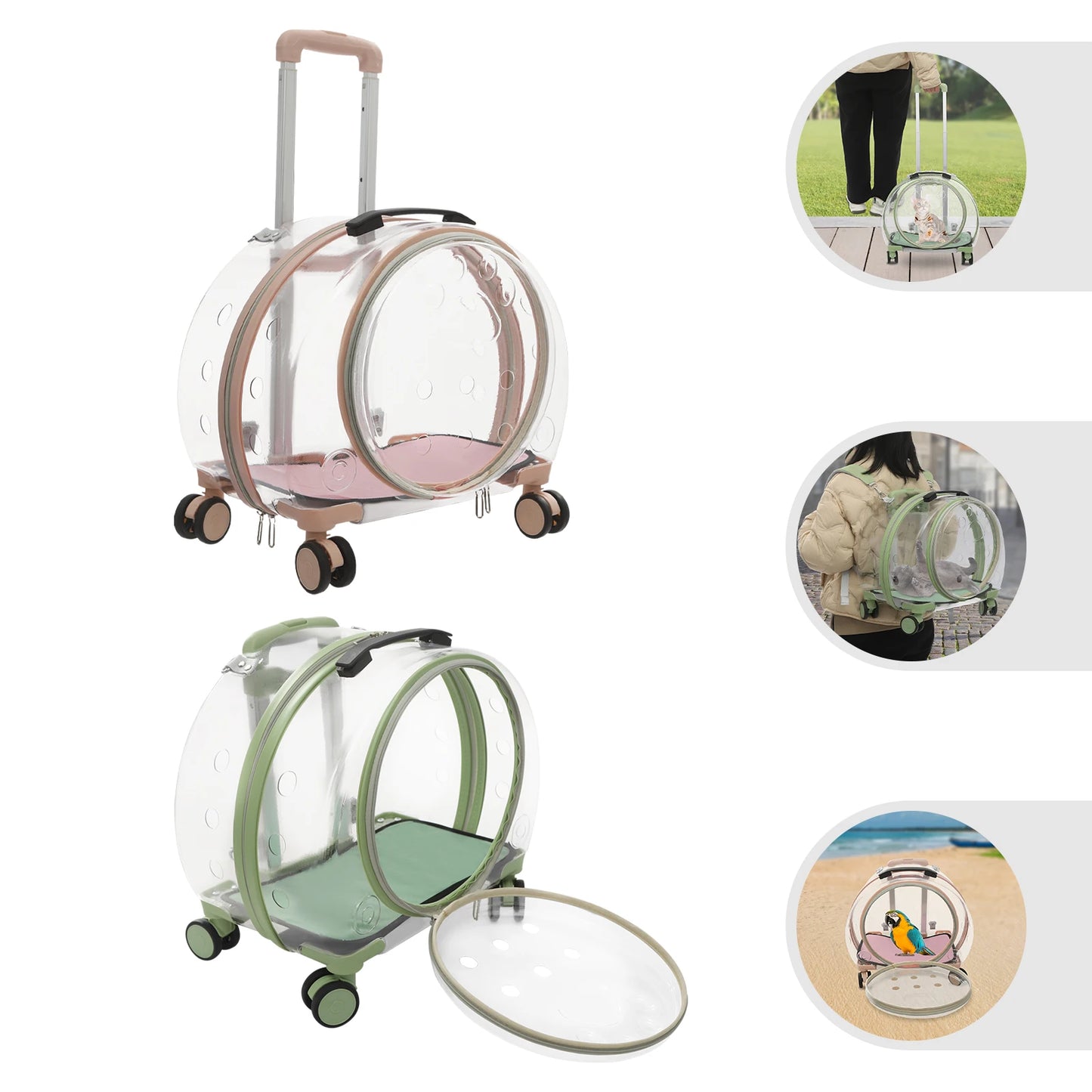 Breathable Cat Carrier With Rolling Wheels