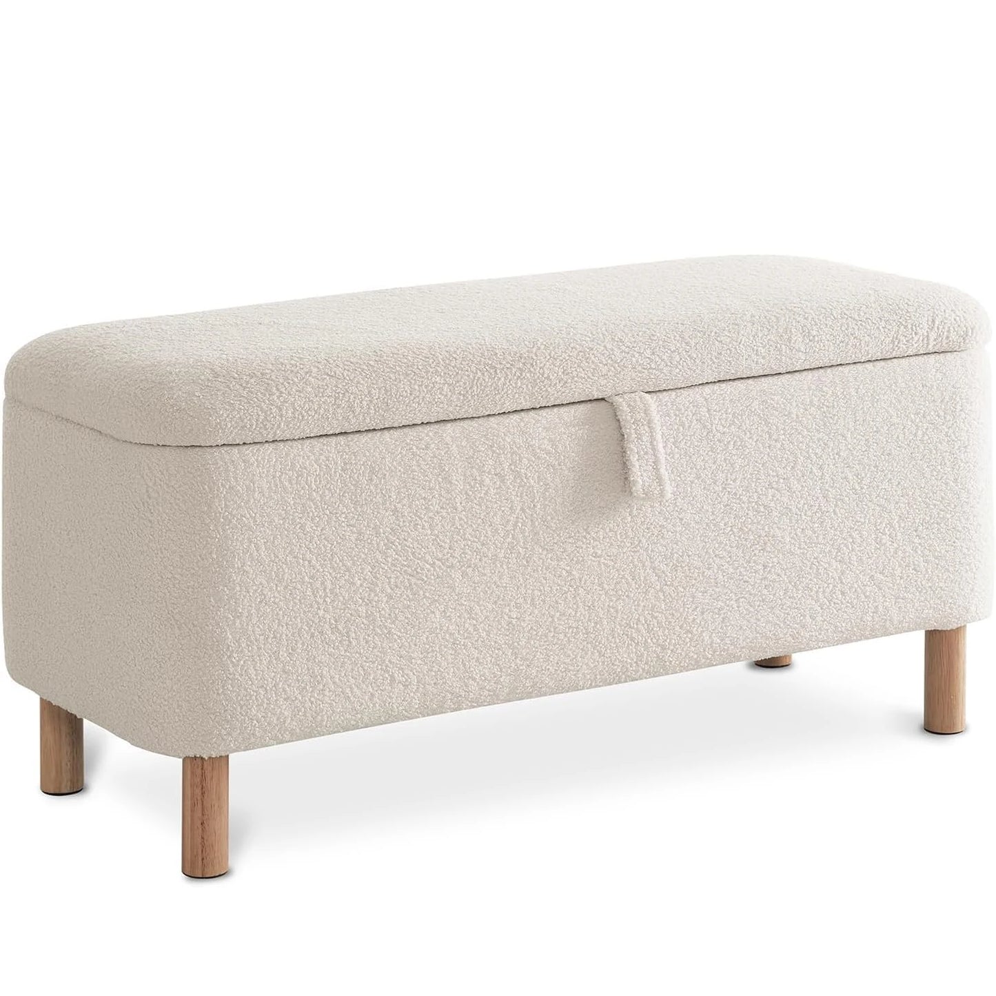 TODRAN Boucle Storage Ottoman Bench With Sherpa Upholstery