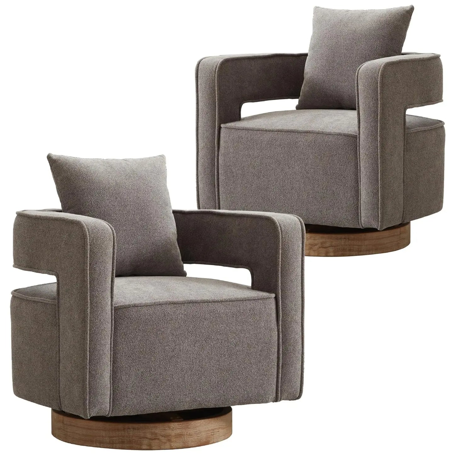 Upholstered Swivel Accent Chair Set Of 2 Open Back Barrel Chair