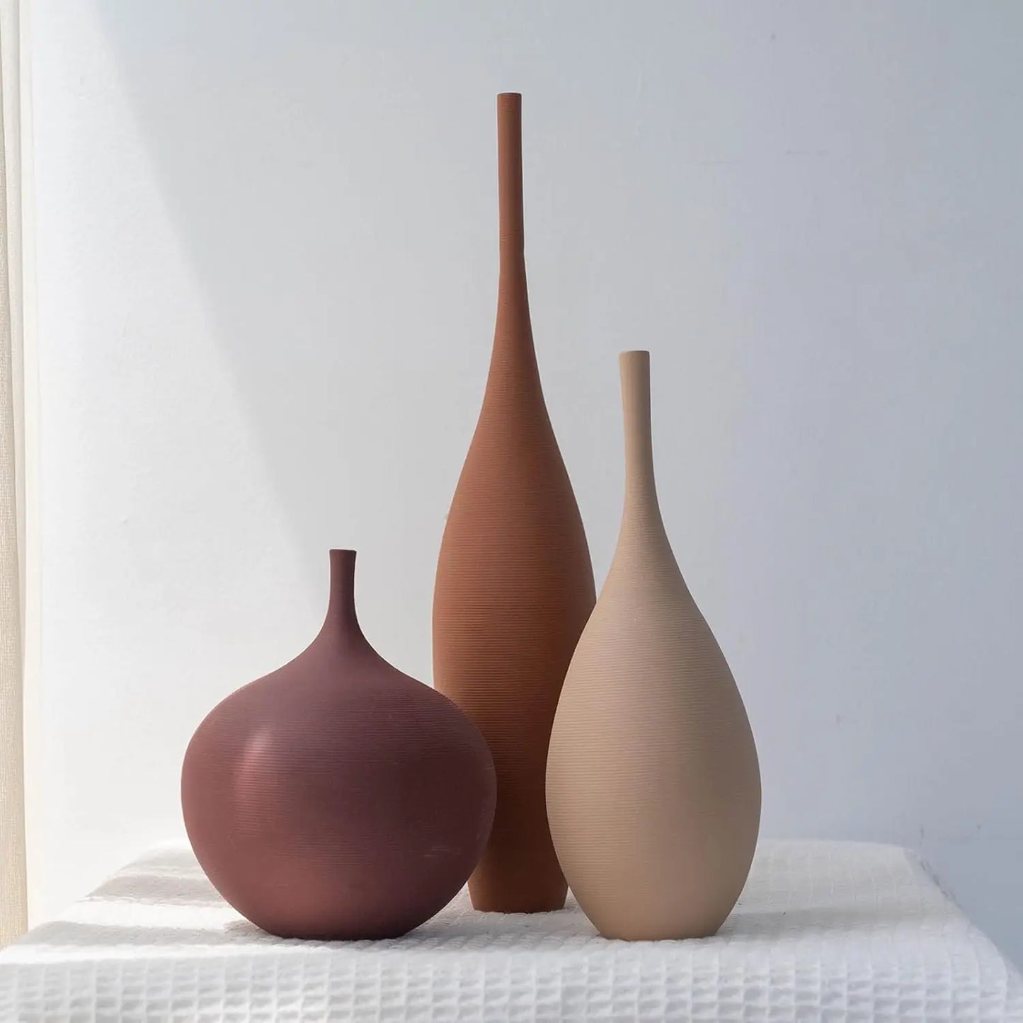 Set Of 3 Modern Ceramic Vases For Farmhouse Minimalist Decor