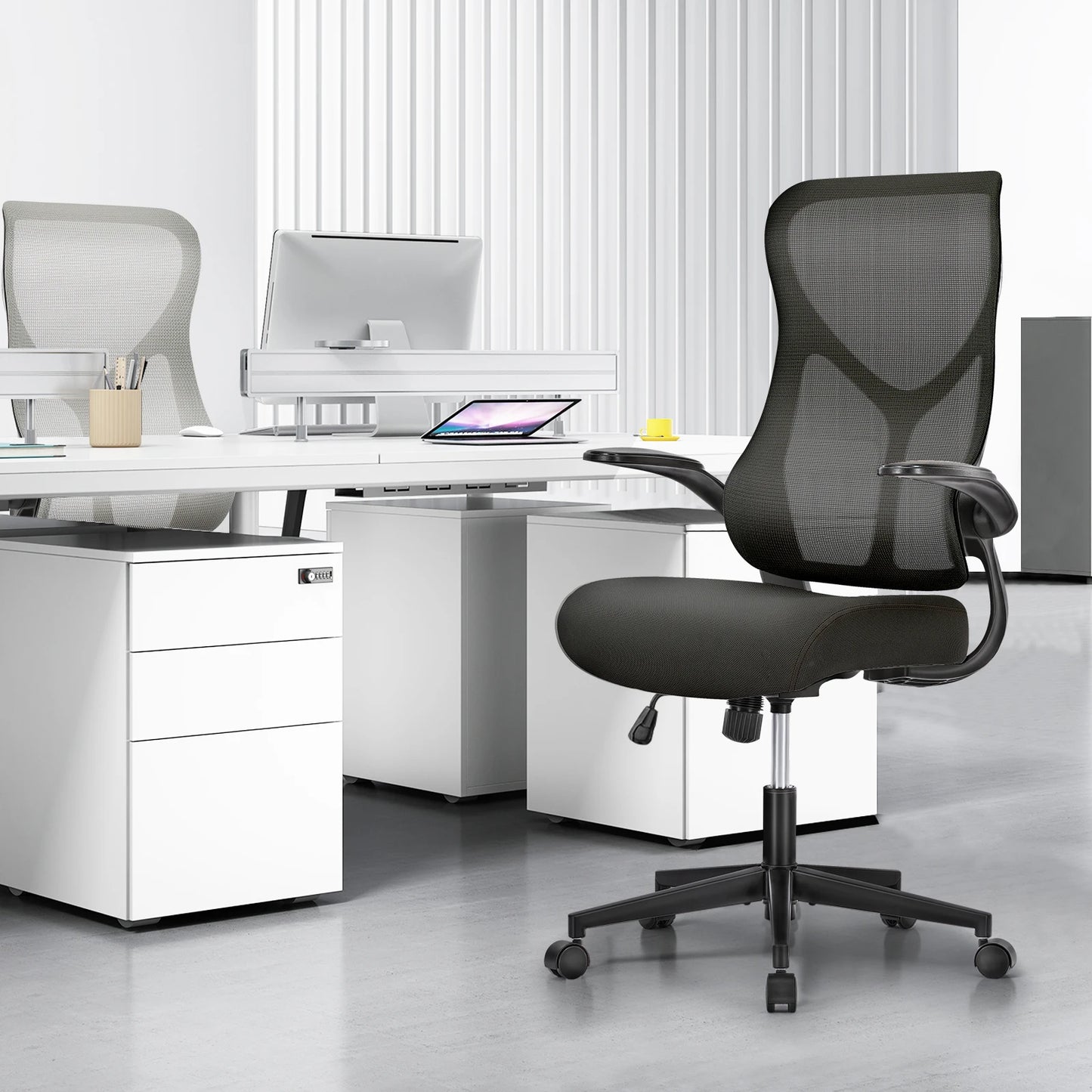 JHK Mesh Lumbar Support Ergonomic Office Chair With Armrests