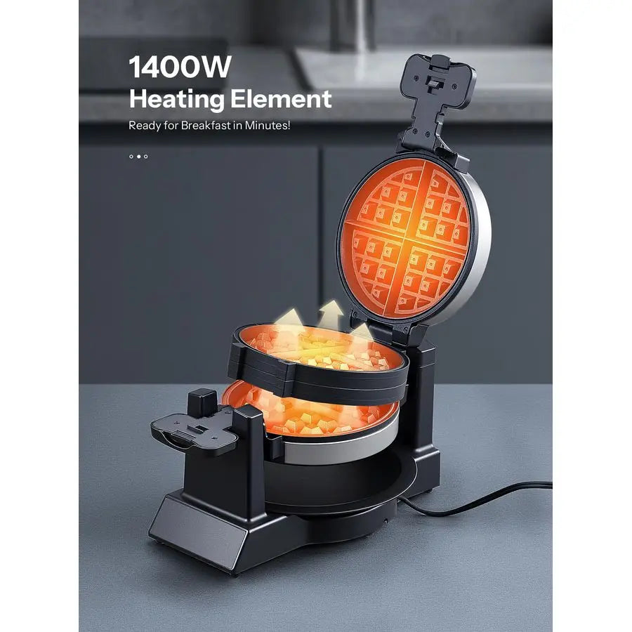 Belgian Waffle Maker Rotating With Double Flip Technology Nonstick