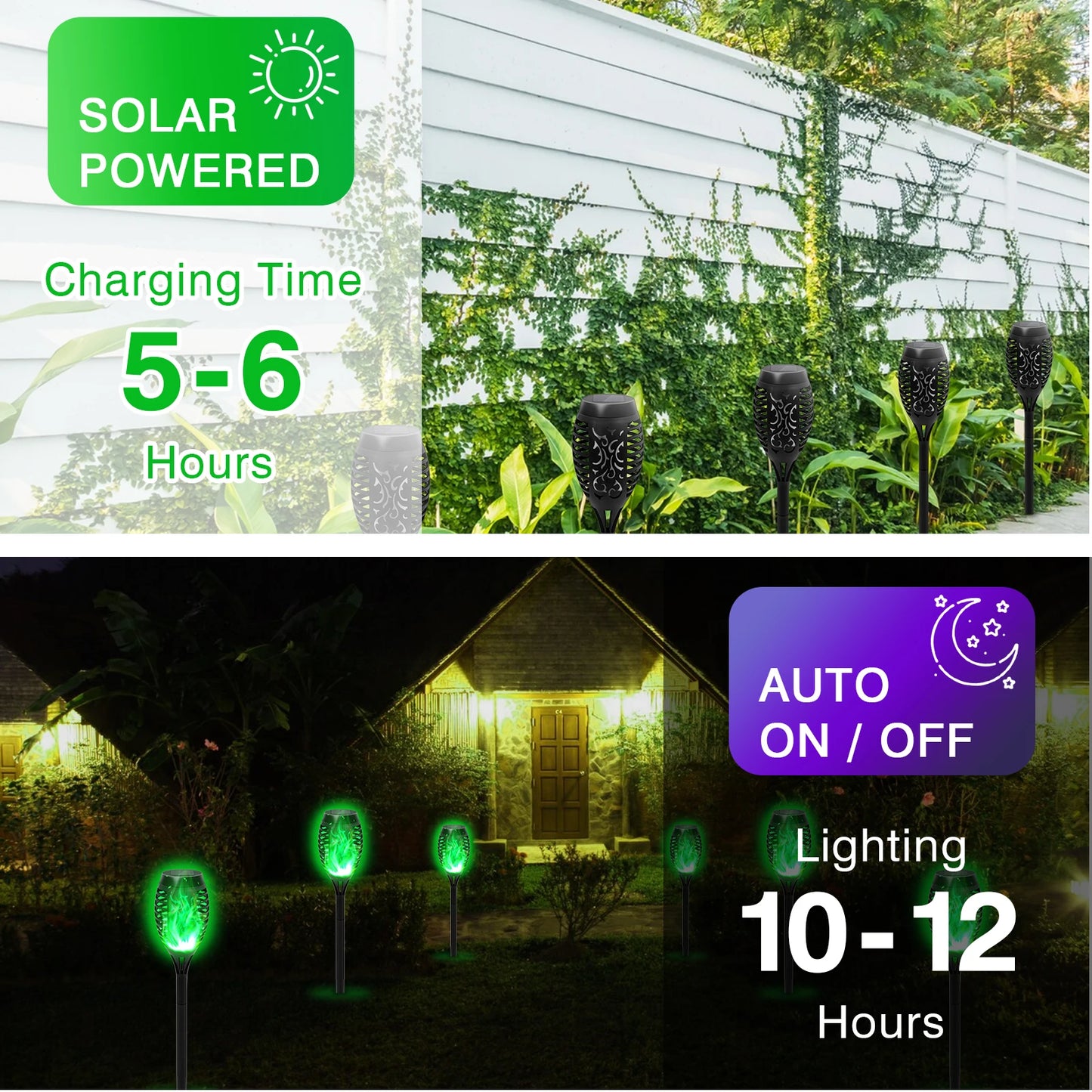 Solar Torch Light Outdoor Flickering Flame LED Waterproof Garden Decor
