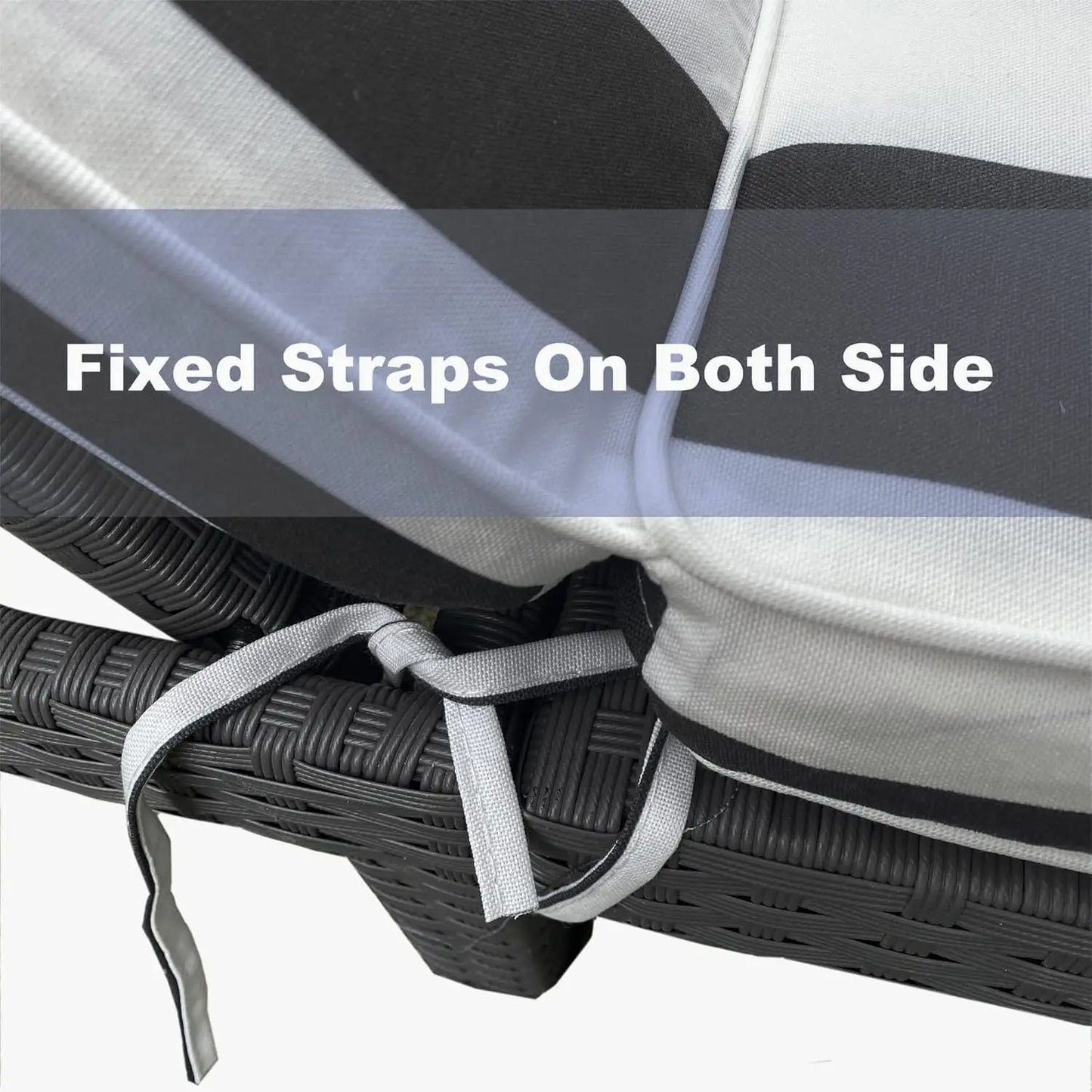 Outdoor Lounge Chair Cushion Set With Straps And Removable Covers