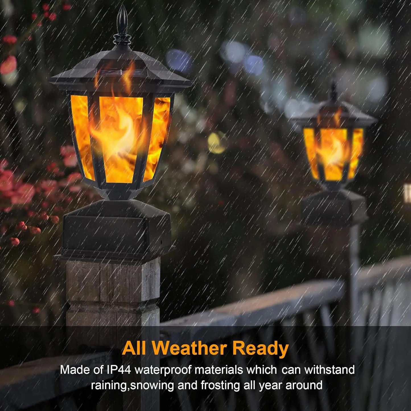SZRSTH Waterproof Outdoor Solar Flame Post Light For Wooden Posts