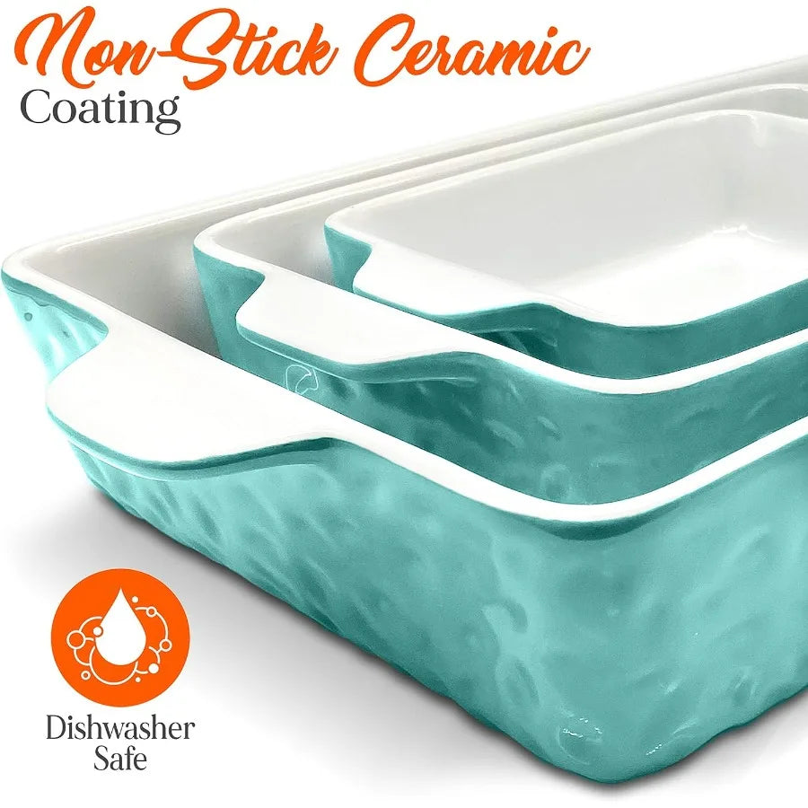 3-Piece Nonstick Ceramic Bakeware Set PFOA PFOS PTFE-Free Oven Safe