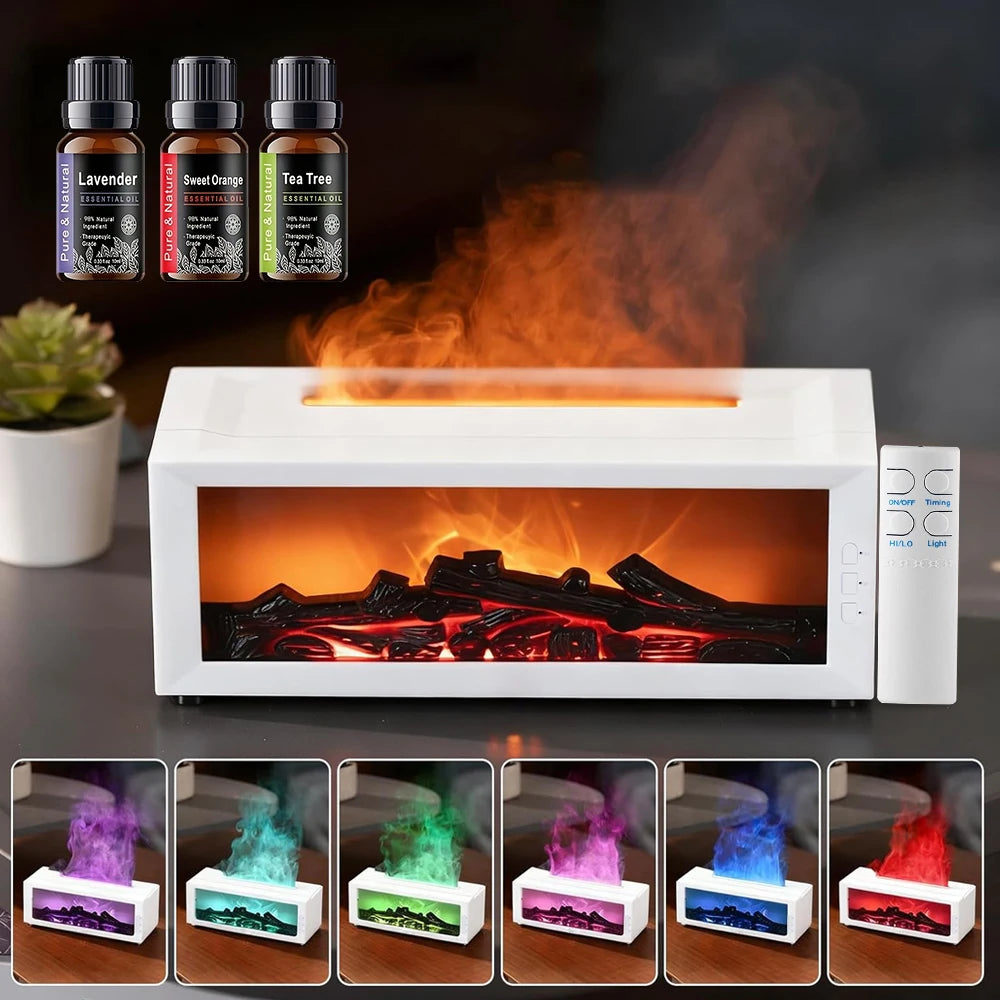 Miflame Quiet Fireplace Ultrasonic Humidifier With Aroma Diffuser LED