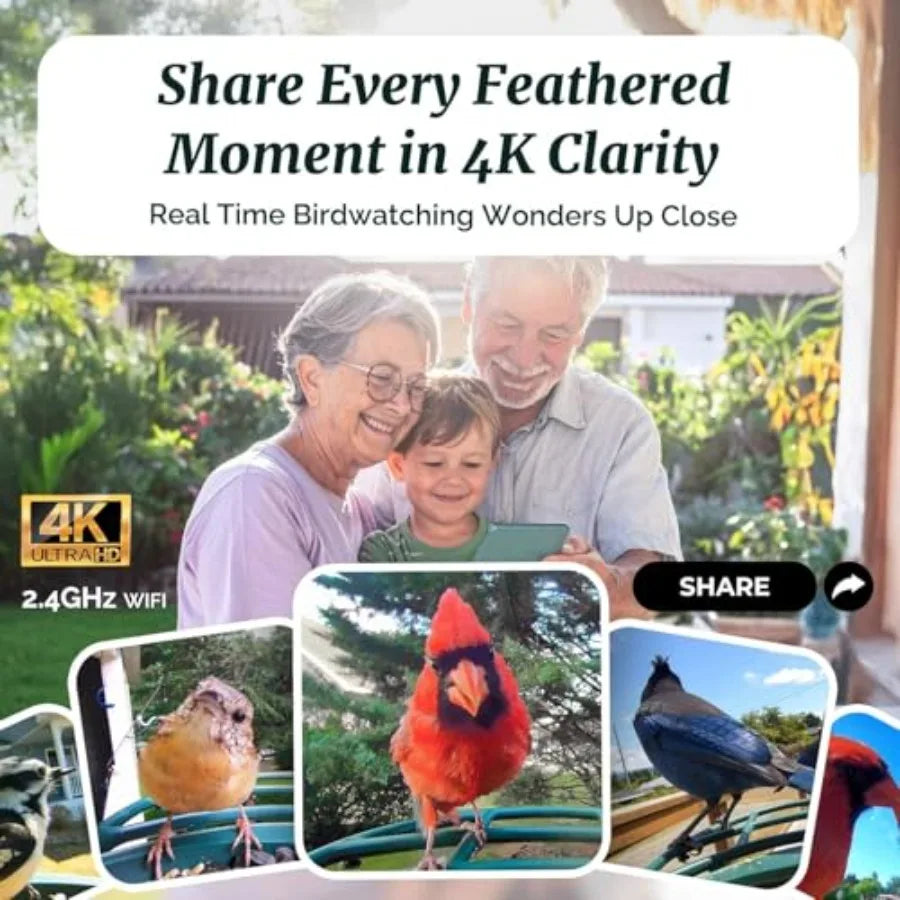 SHXI Smart Bird Feeder With 4K Camera Solar Powered Outdoor