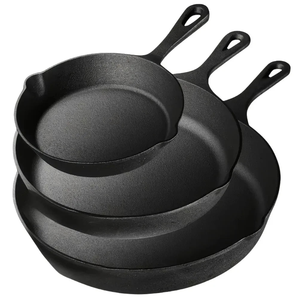 Cast Iron Skillet Set Pre-Seasoned Heavy-Duty Pans