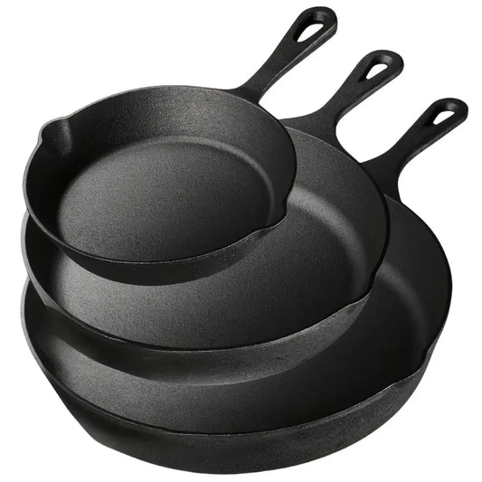 Cast Iron Skillet Set Pre-Seasoned Heavy-Duty Pans