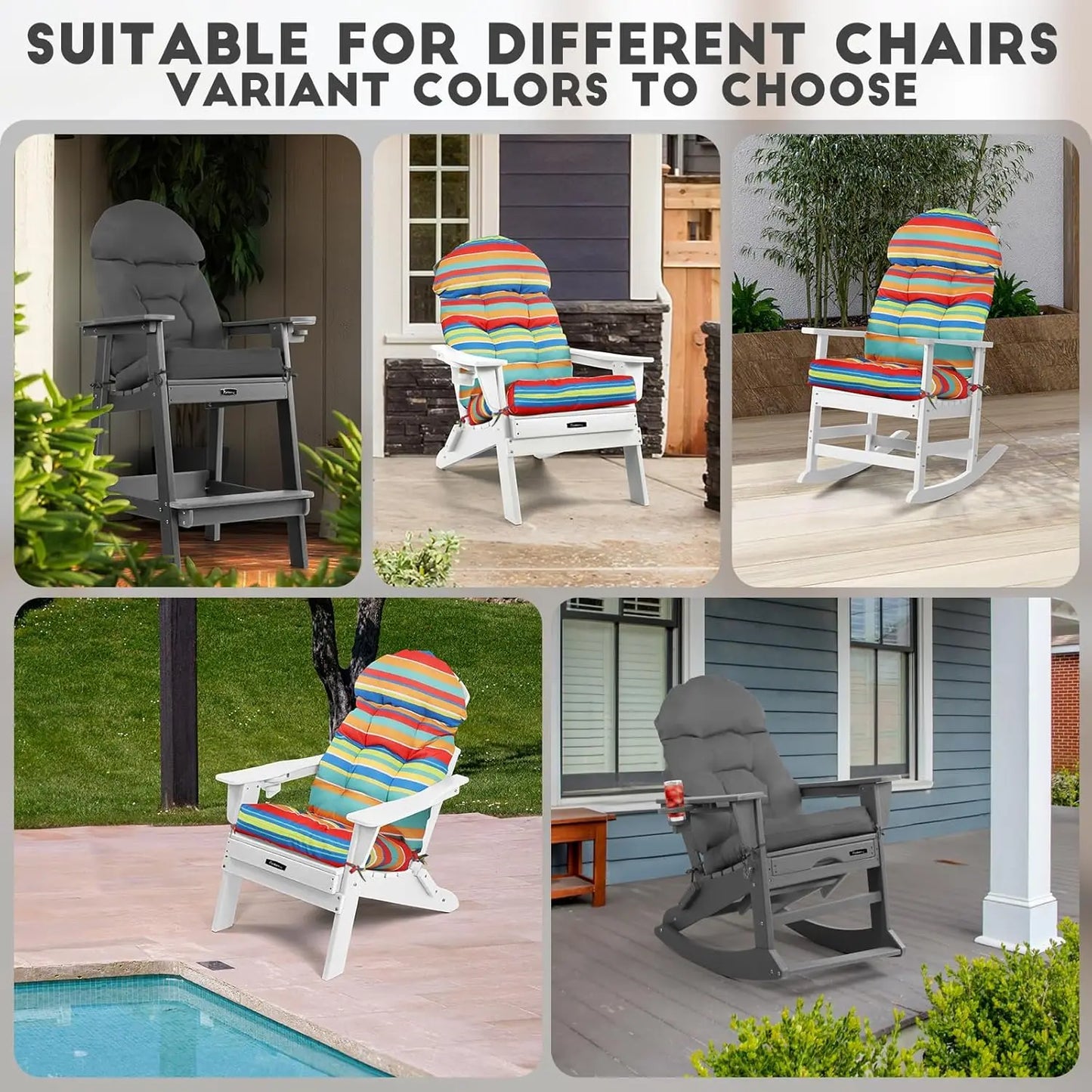 Thick Waterproof Adirondack Chair Cushions Set Of 2 With Ties