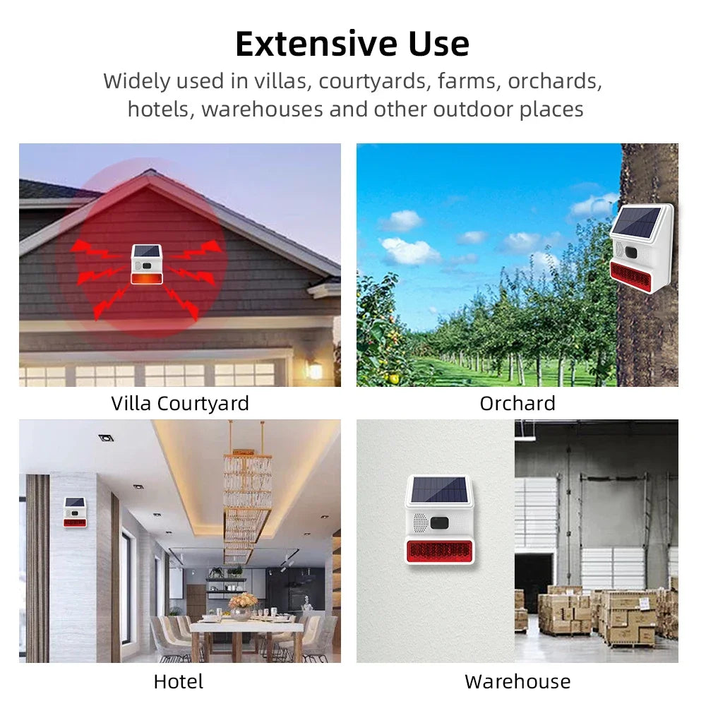 PGST IP65 Wireless Solar Siren 433MHz Outdoor Alarm System