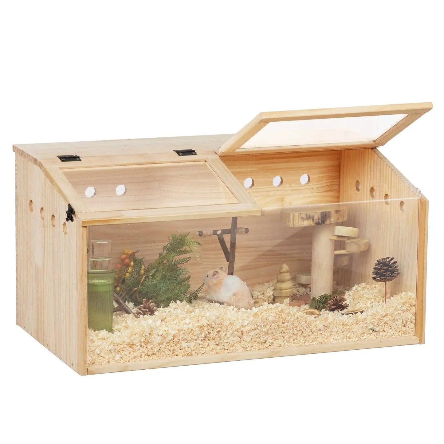 Wooden Hamster Cage Hutch With Openable Top For Small Pets